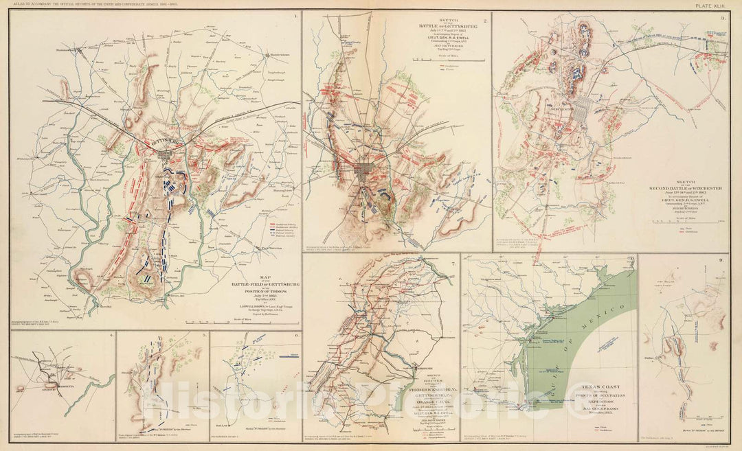 Historic Map : 1895 Gettysburg. v2 - Vintage Wall Art