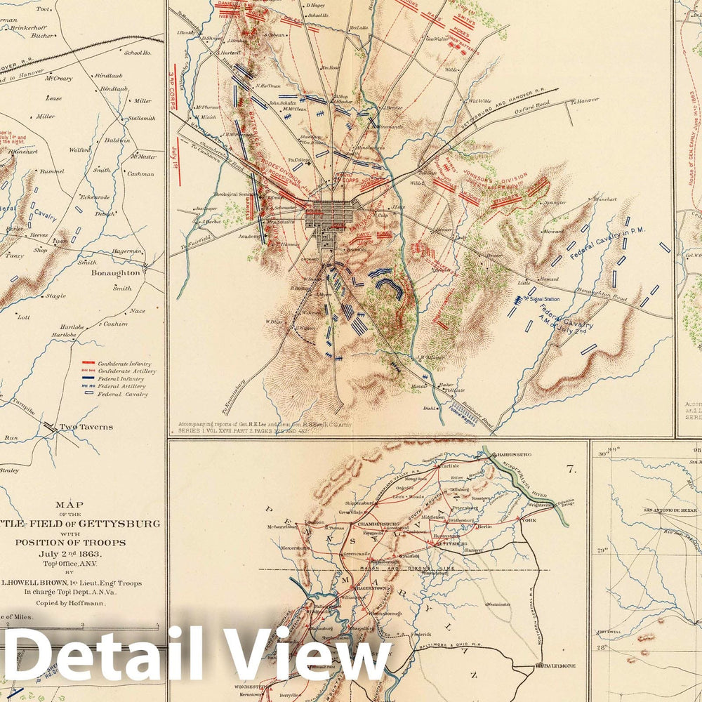 Historic Map : 1895 Gettysburg. v2 - Vintage Wall Art