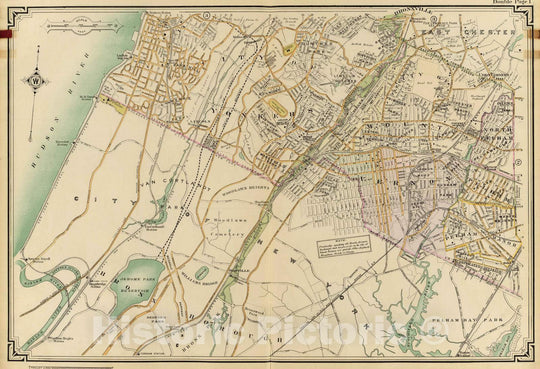 Historic Map : 1908 1 Atlas Rural Country District North of New York City. - Vintage Wall Art