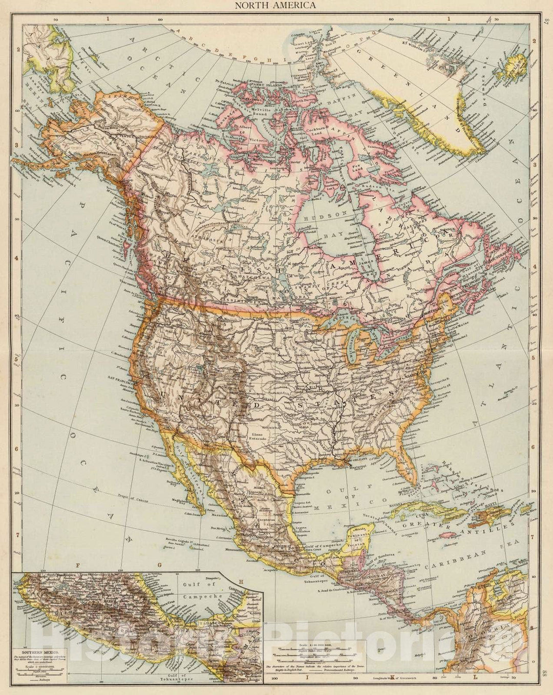 Historic Map : 1895 North America. - Vintage Wall Art