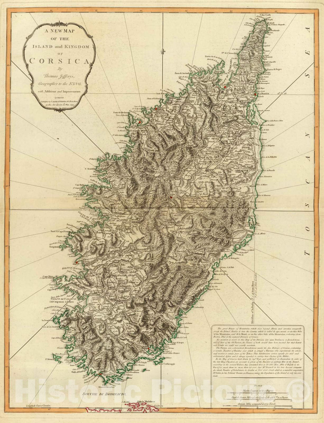 Historic Map : 1794 Corsica. - Vintage Wall Art