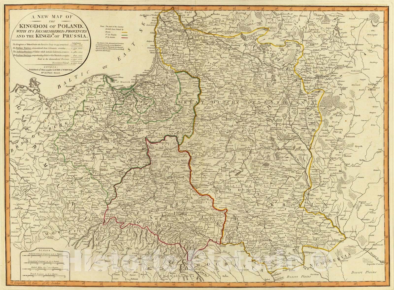 Historic Map : 1799 Poland, Prussia. v2 - Vintage Wall Art