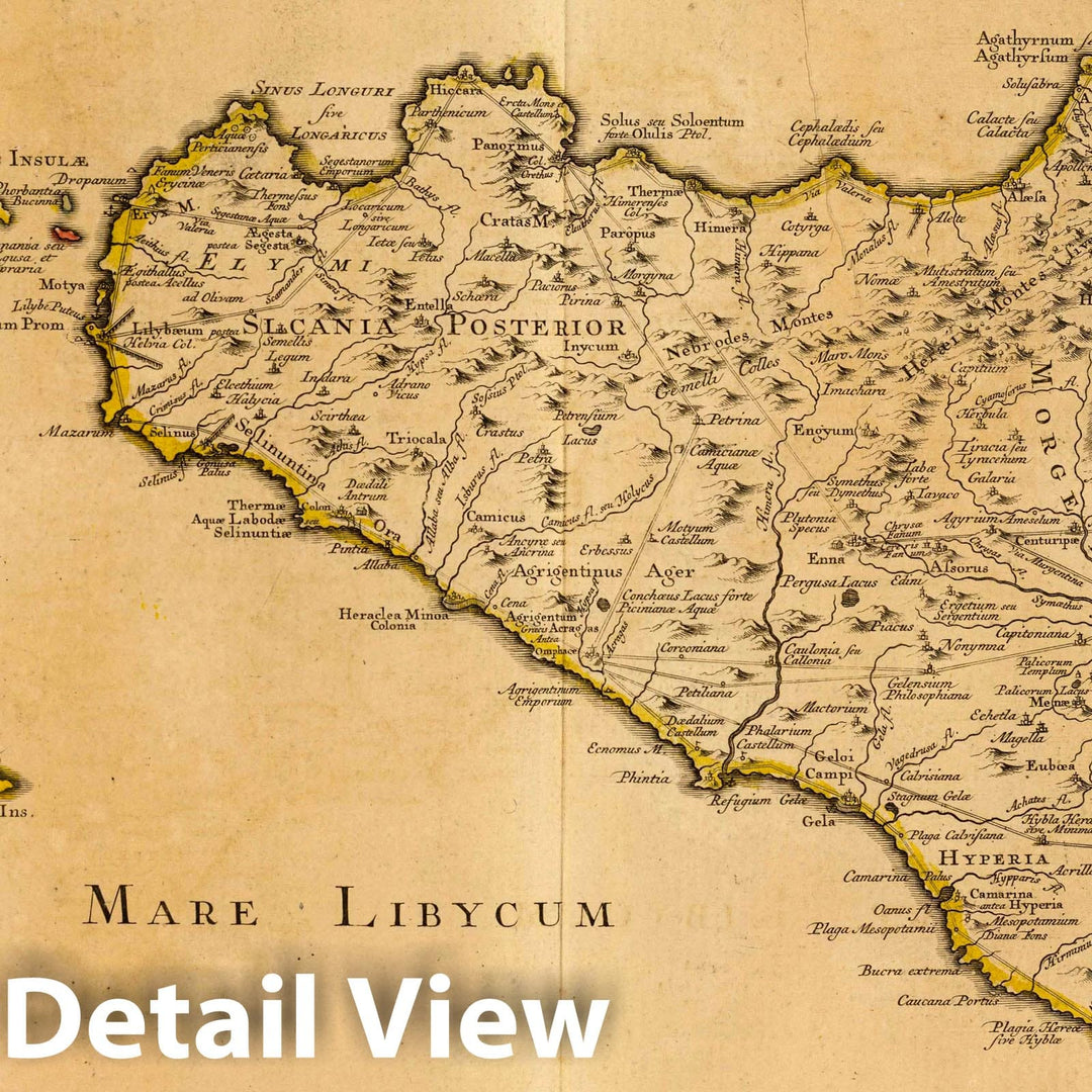 Historic Map : Italy; Malta , Syracuse (Italy), 1742 Siciliae Antiquae quae et Sicania et Trinacria Dicta Tabula geographica. , Vintage Wall Art