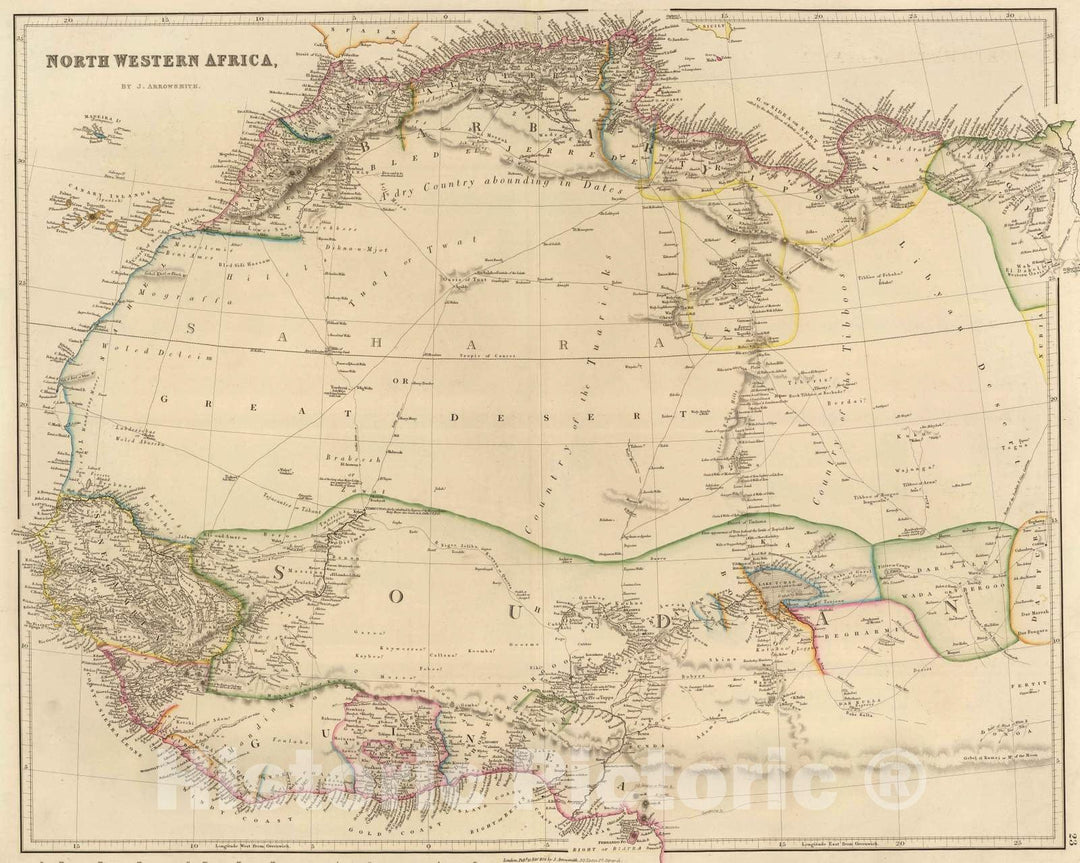 Historic Wall Map : 1834 N.W. Africa. - Vintage Wall Art