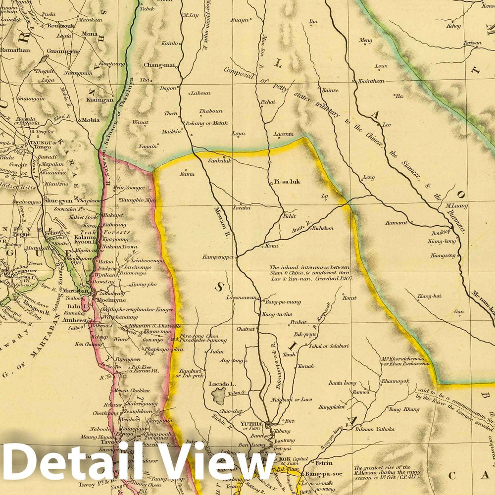 Historic Map : 1832 Burmah, Siam, Cochin China. - Vintage Wall Art