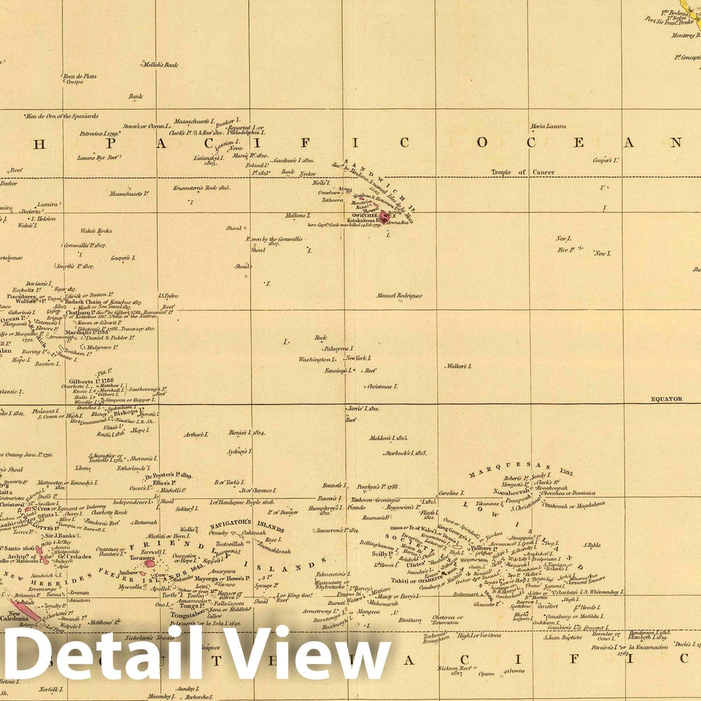 Historic Map : 1832 Pacific Ocean. - Vintage Wall Art