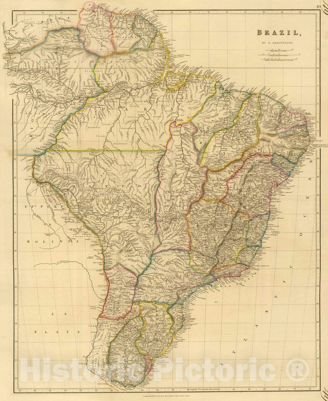 Historic Map : 1832 Brazil. v2 - Vintage Wall Art