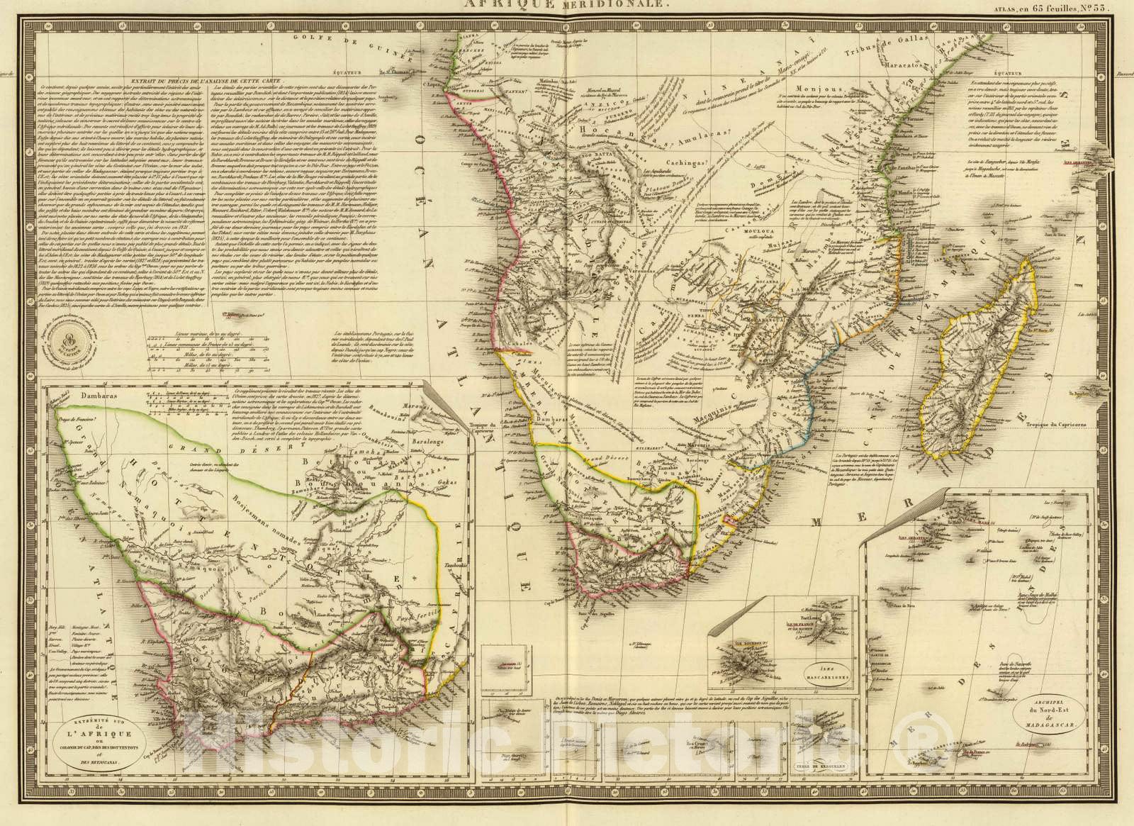 Historic Map : South Africa, Southern 1828 Afrique, meridionale. , Vintage Wall Art