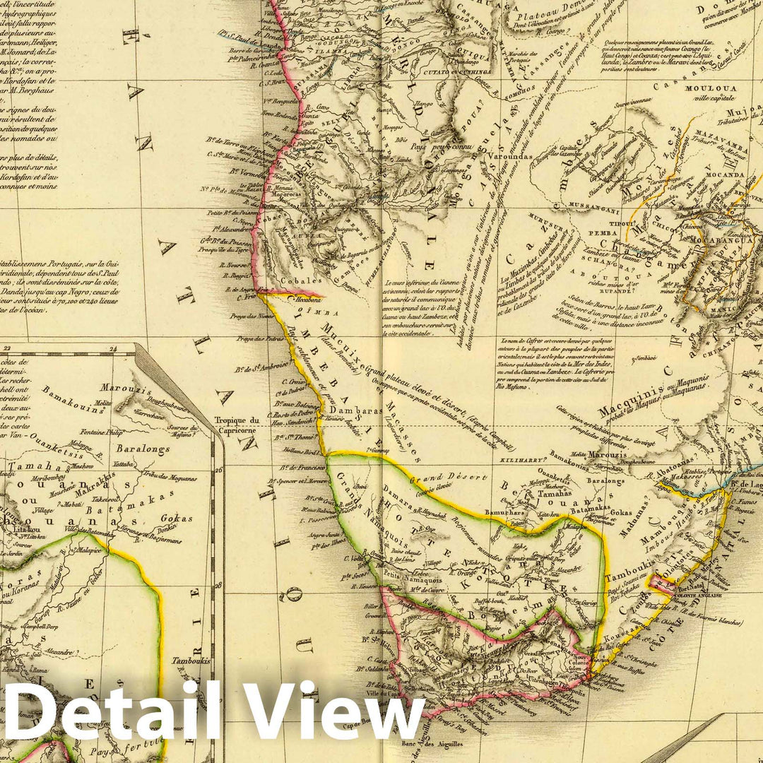 Historic Map : South Africa, Southern 1828 Afrique, meridionale. , Vintage Wall Art