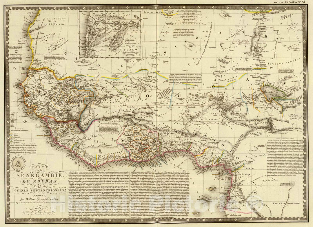 Historic Map : Africa, Central 1828 Senegambie, Soudan, Guinee Septentrionale. , Vintage Wall Art