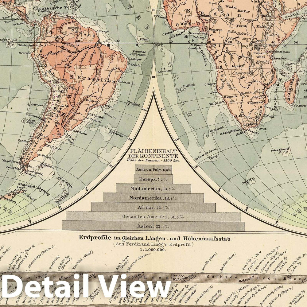 Historic Map : Geologic Atlas - 1892 Hohen und Tiefen. - Vintage Wall Art