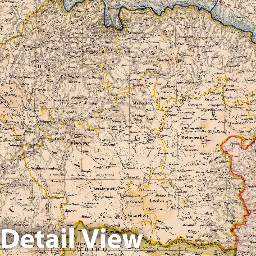 Historic Map : Hungary; Slovakia, Balkan Peninsula 1855 Ungarn, Galizien, Bukowina, Croatien, Slavonien, Wojwodowina, Militairgrenze, Siebenburgen., Vintage Wall Art