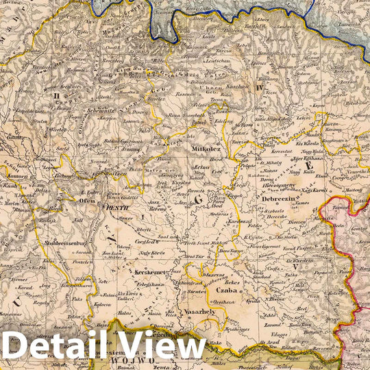 Historic Map : Hungary; Slovakia, Balkan Peninsula 1855 Ungarn, Galizien, Bukowina, Croatien, Slavonien, Wojwodowina, Militairgrenze, Siebenburgen., Vintage Wall Art