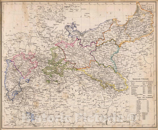 Historic Map : Poland; Prussia , Germany, Europe, Central 1855 Preussischer Staat. , Vintage Wall Art