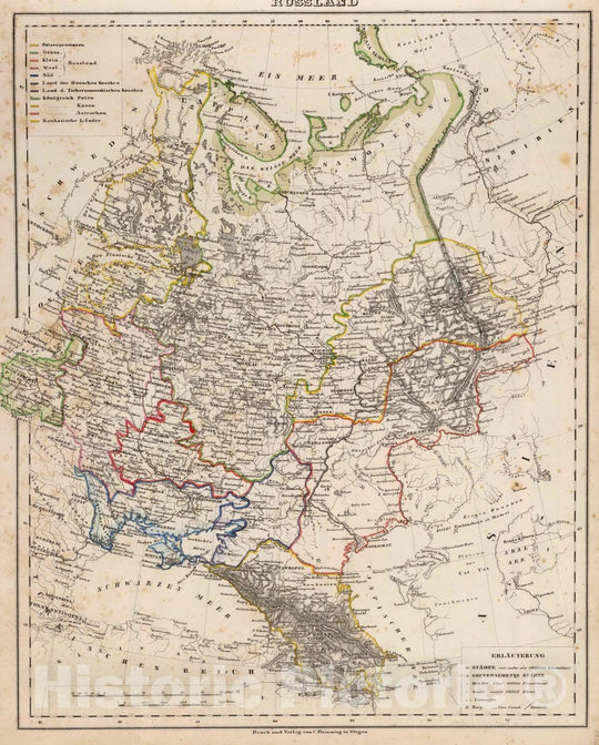 Historic Map : Russia; Ukraine, Europe, Eastern 1855 Russland. , Vintage Wall Art