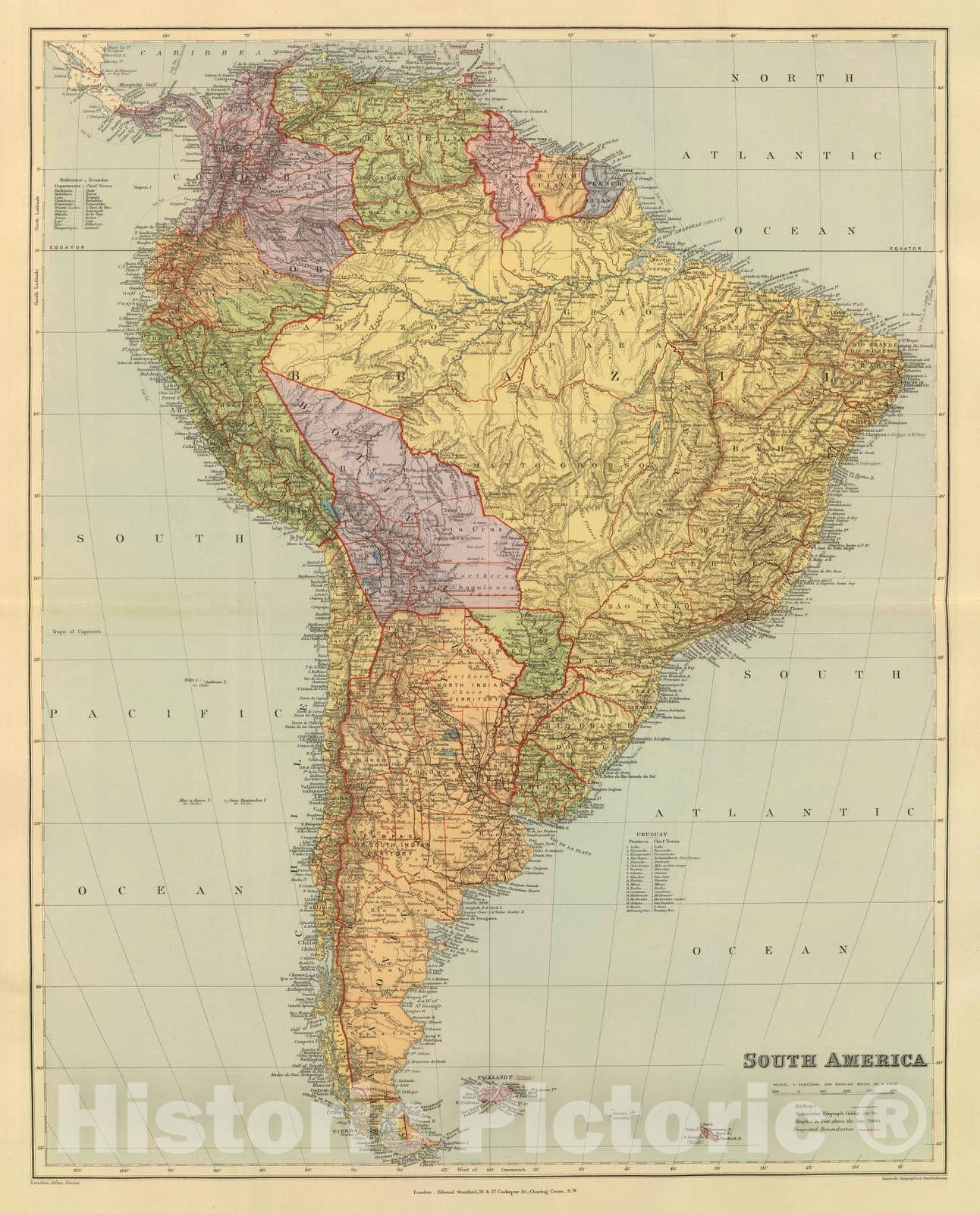 Historic Map : 1901 South America. - Vintage Wall Art