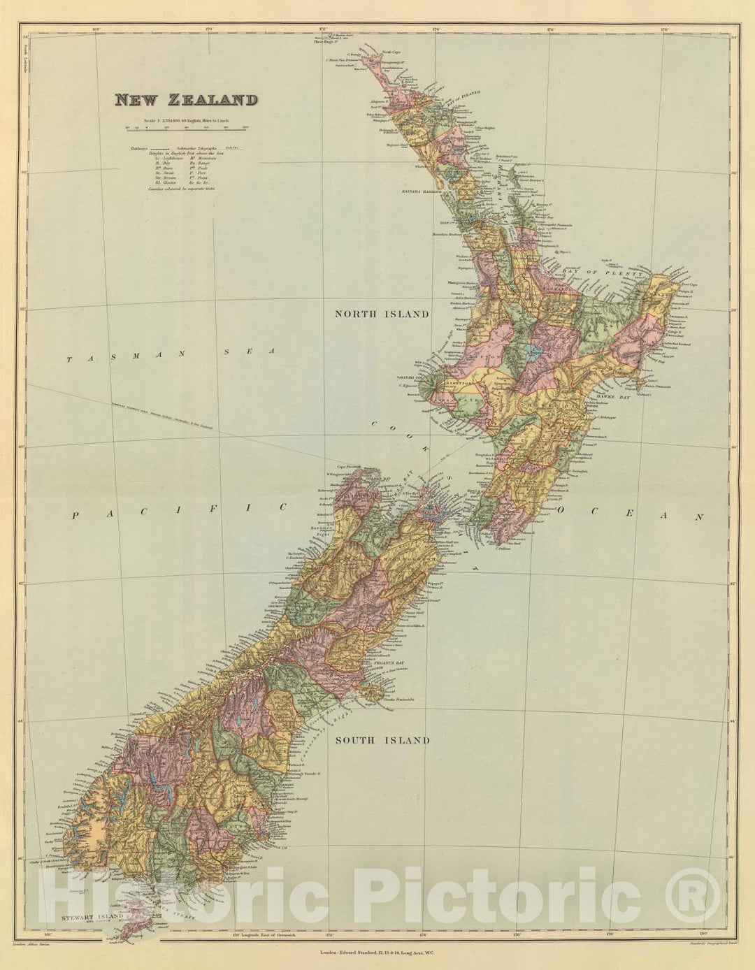 Historic Map : 1901 New Zealand. v2 - Vintage Wall Art