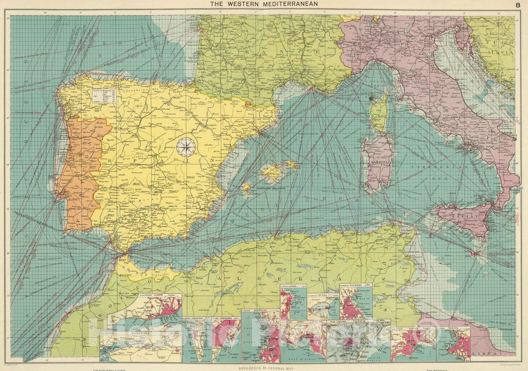 Historic Map : 1922 W. Mediterranean. - Vintage Wall Art