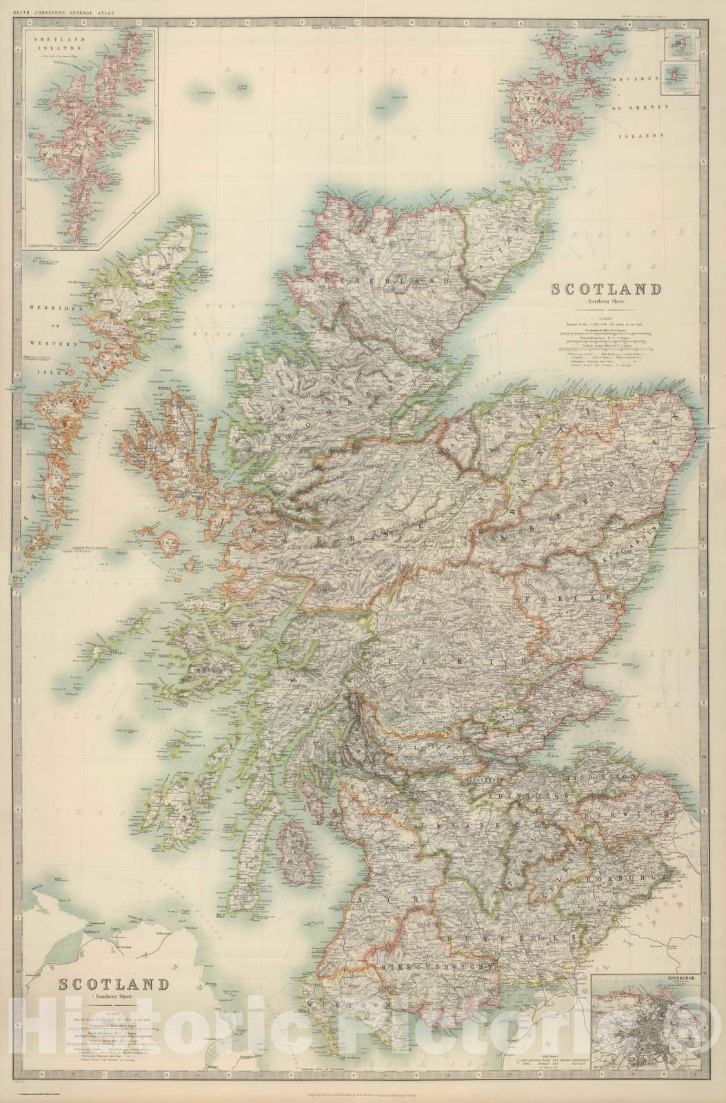 Historic Map : 1911 Composite: Scotland. - Vintage Wall Art