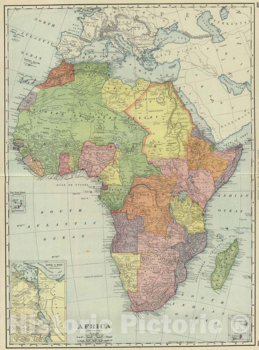 Historic Map : National Atlas - 1903 Africa. - Vintage Wall Art