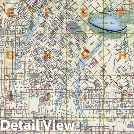 Historic Map - Street Map of San Fernando Valley and Los Angeles Northern Section, 1956 National Atlas - Vintage Wall Art