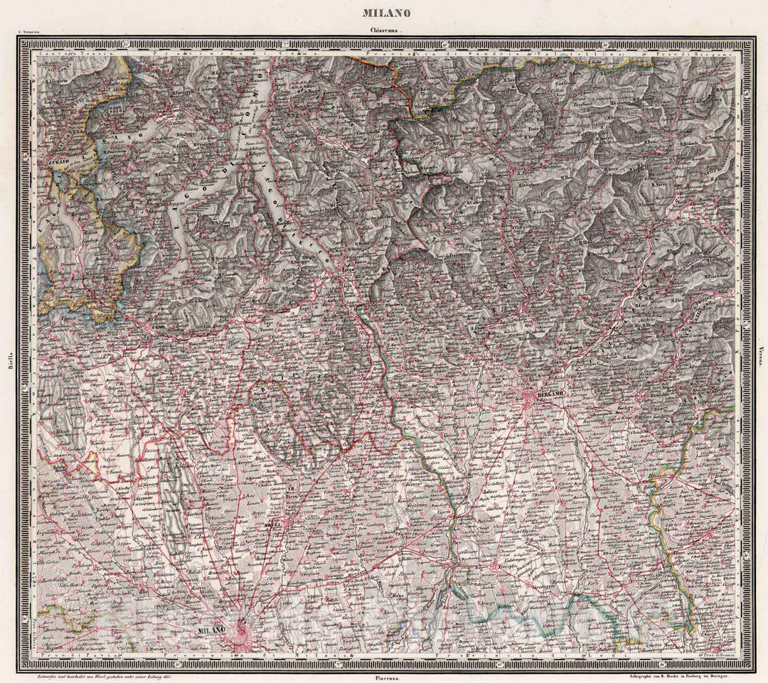 Historic Map : Italy , Milan (Italy), 1835 Milano , Vintage Wall Art