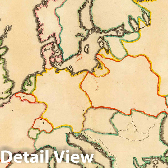 Historic Map : Manuscript Map - 1695 L'Europe (nom, Maison, Religion, etc. des souverains - Outline) - Vintage Wall Art