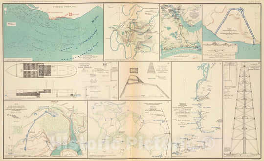 Historic Map : Military Atlas - 1895 Federal Pt, N.C. Ft. Pemberton. - Vintage Wall Art