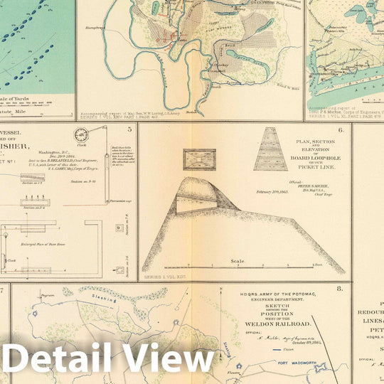 Historic Map : Military Atlas - 1895 Federal Pt, N.C. Ft. Pemberton. - Vintage Wall Art