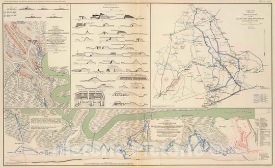 Historic Map : Military Atlas - 1895 Charleston Harbor, Army of The Potomac Operations. - Vintage Wall Art