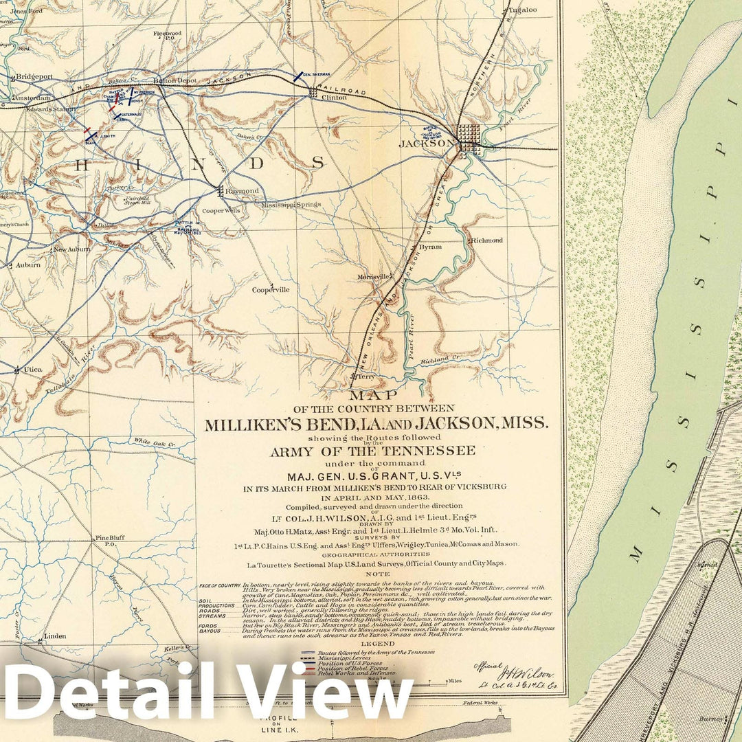 Historic Map : Military Atlas - 1895 Milliken's Bend-Jackson; Vicksburg. - Vintage Wall Art