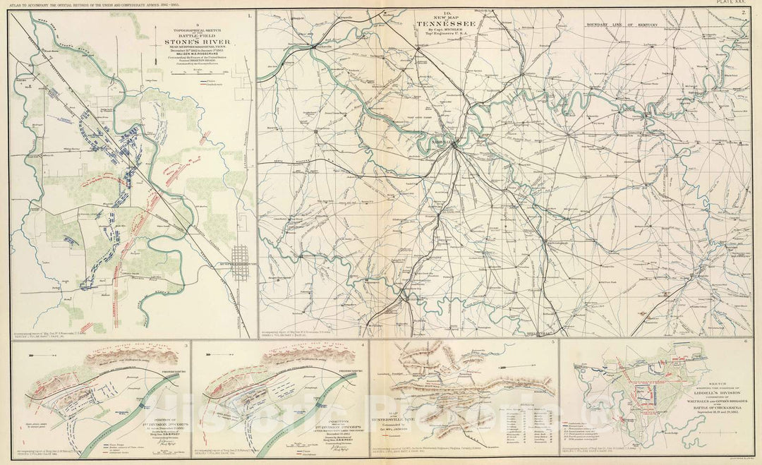 Historic Map : Military Atlas - 1895 Tennessee. - Vintage Wall Art