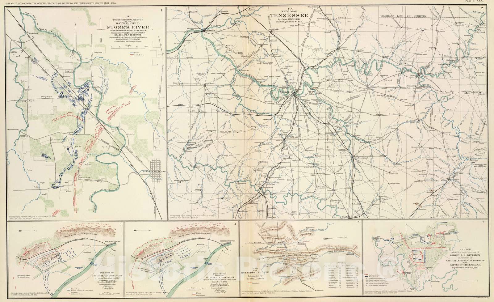 Historic Map : Military Atlas - 1895 Tennessee. - Vintage Wall Art