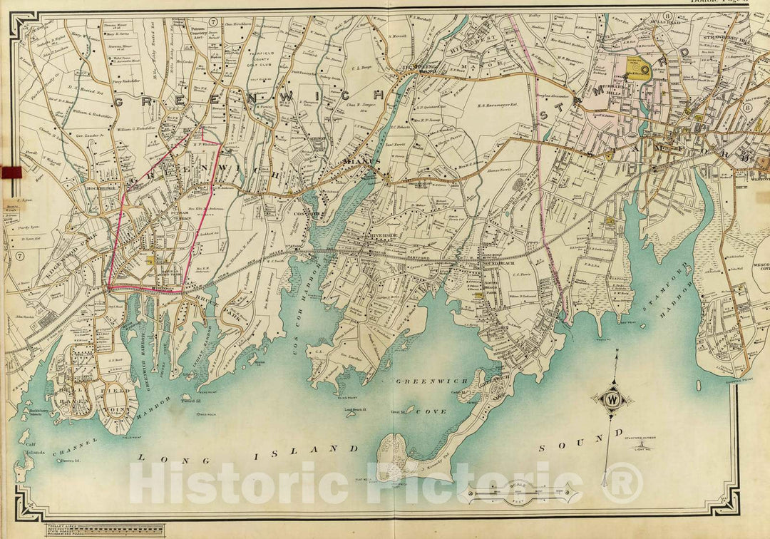 Historic Map : 1908 5 Atlas Rural Country District North of New York City. - Vintage Wall Art