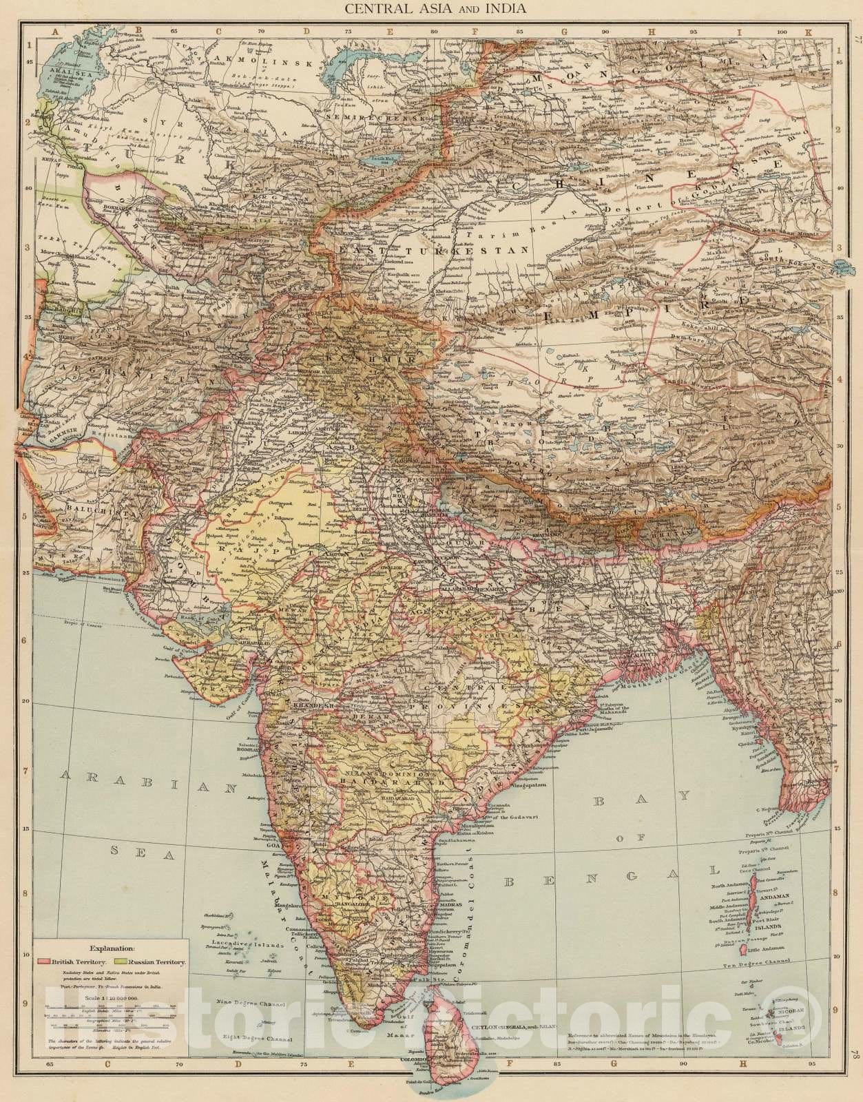 Historic Map : 1895 Central Asia, India. - Vintage Wall Art