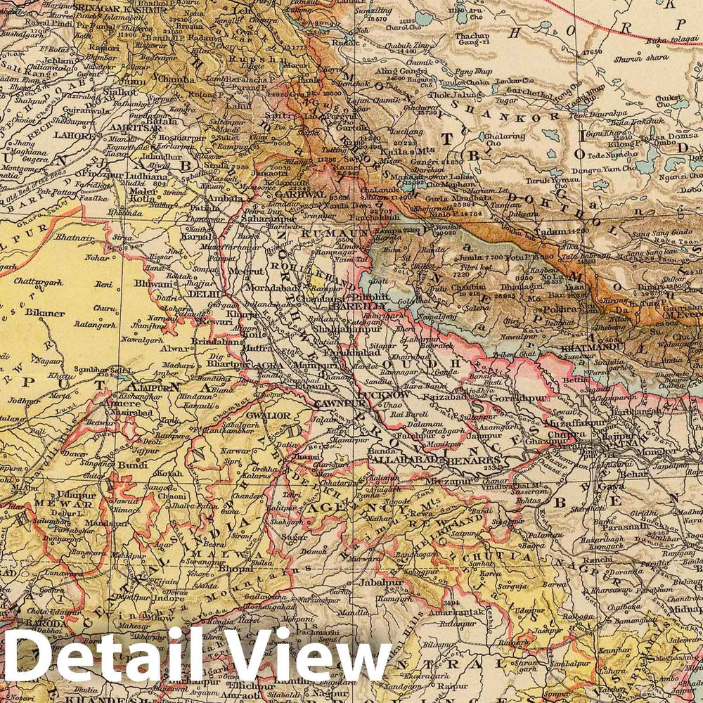 Historic Map : 1895 Central Asia, India. - Vintage Wall Art