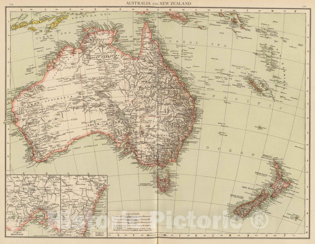 Historic Map : 1895 Australia, New Zealand. - Vintage Wall Art