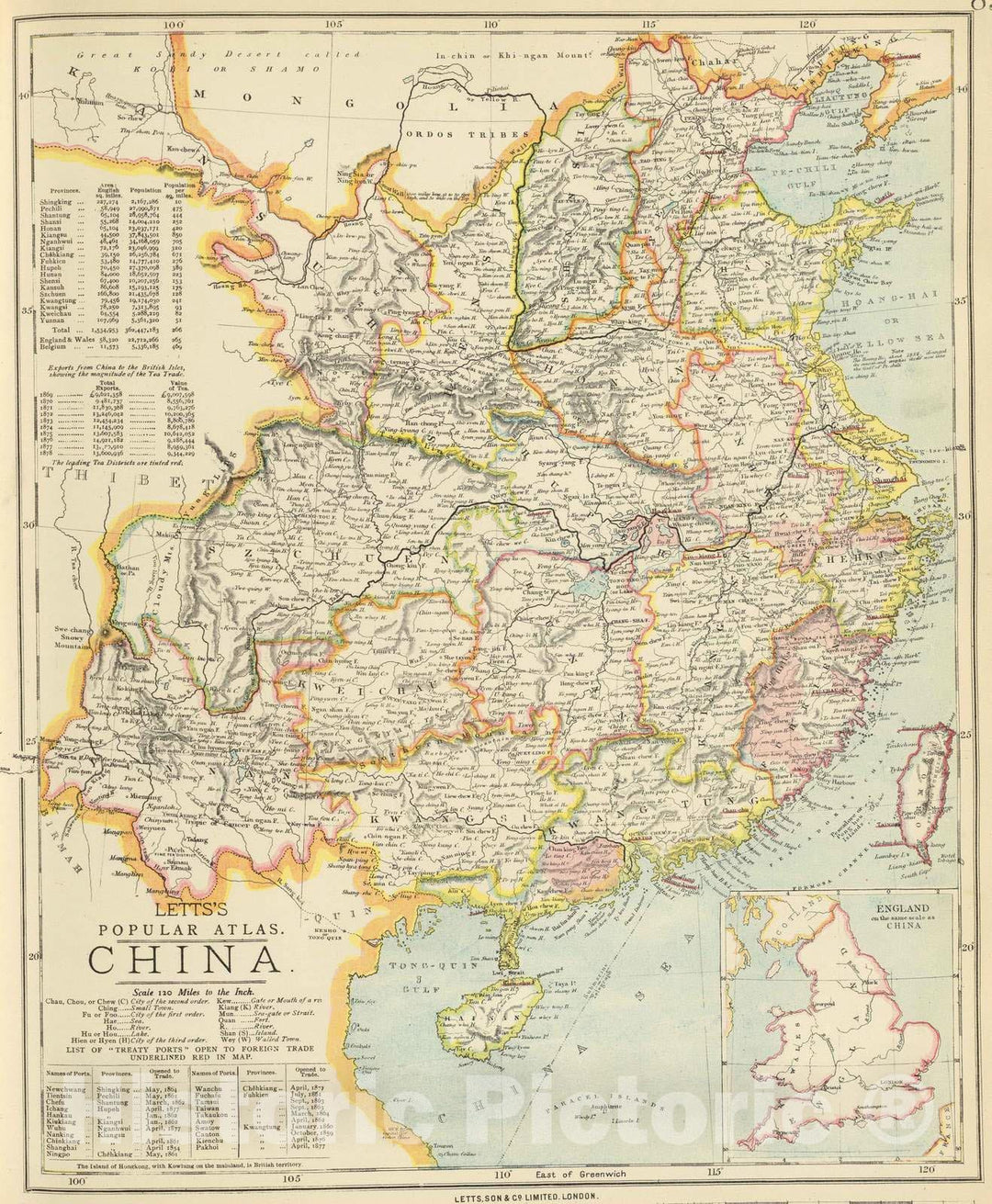 Historic Map : 1883 China : Vintage Wall Art