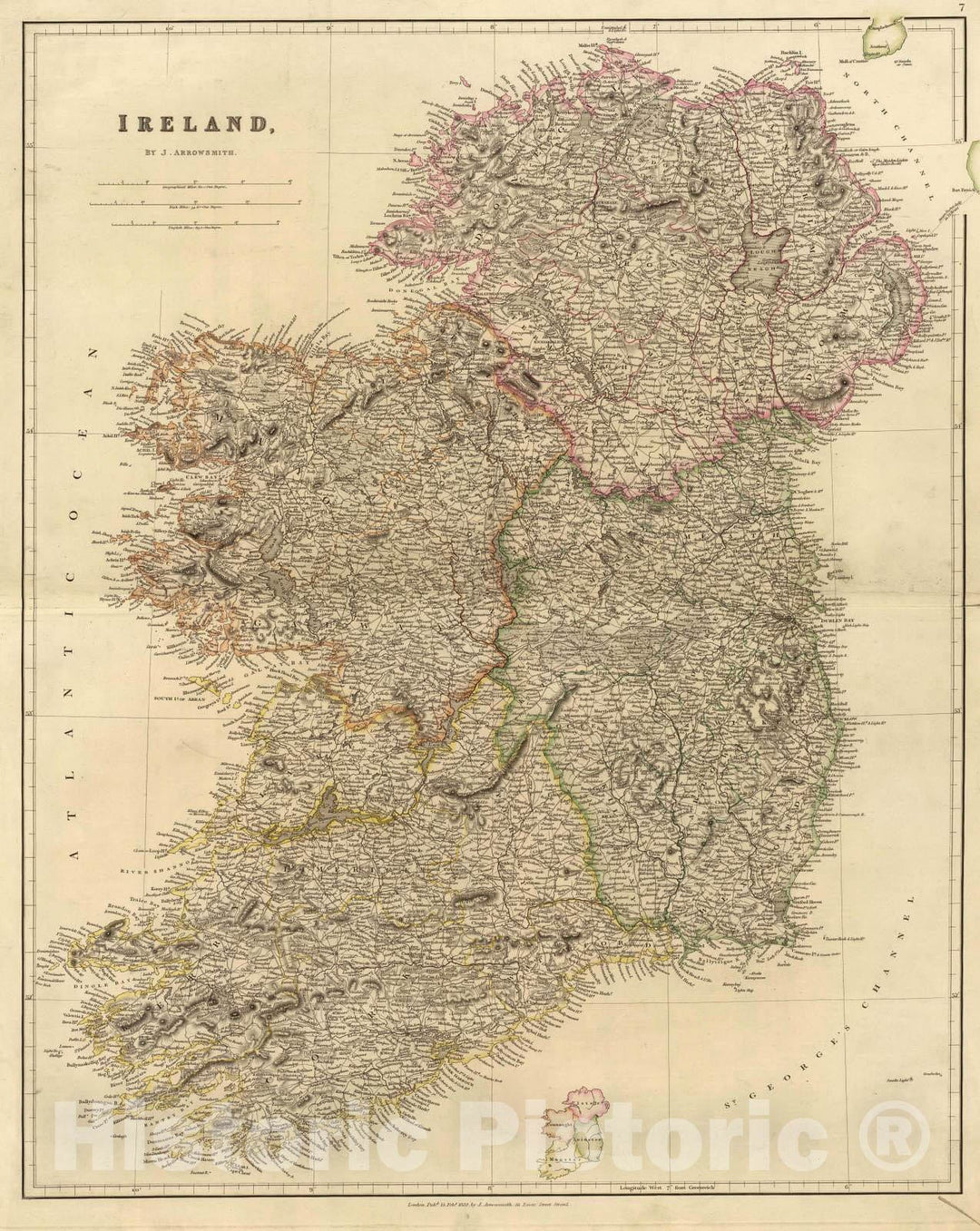 Historic Map : 1834 Scotland. - Vintage Wall Art