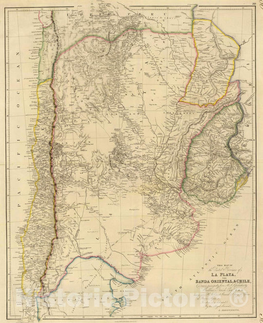 Historic Map : Argentina; Chile, , South America 1834 United Provinces of La Plata, Banda Oriental, Chile. , Vintage Wall Art