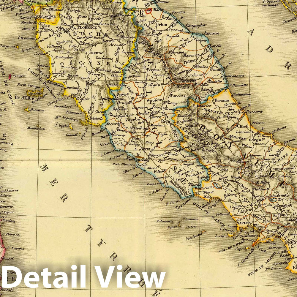 Historic Map : Italy; Slovenia, 1828 Italie Moderne. , Vintage Wall Art