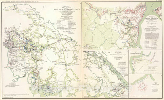 Historic Map : Military Atlas - 1895 White House-Harrison's Landing. - Vintage Wall Art