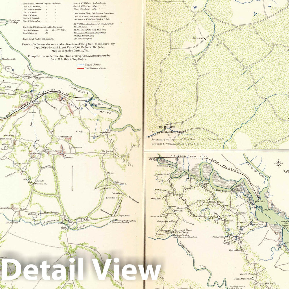 Historic Map : Military Atlas - 1895 White House-Harrison's Landing. - Vintage Wall Art