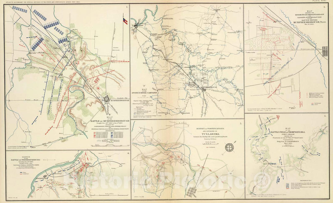 Historic Map : Military Atlas - 1895 Murfreesborough. - Vintage Wall Art