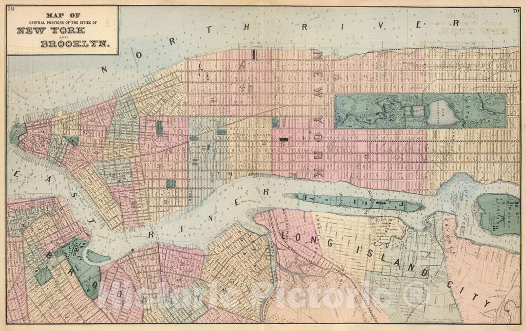 Historic Map : 1872 New York, Brooklyn. - Vintage Wall Art