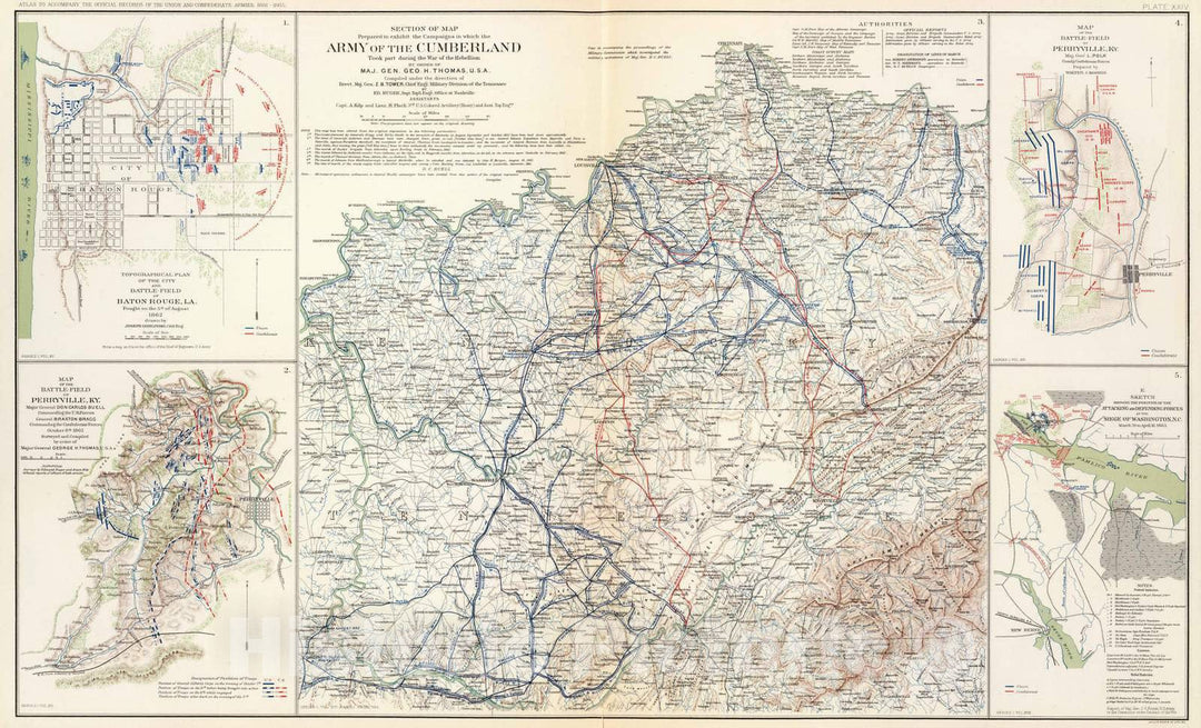 Historic Map : Military Atlas - 1895 Army of The Cumberland. - Vintage Wall Art