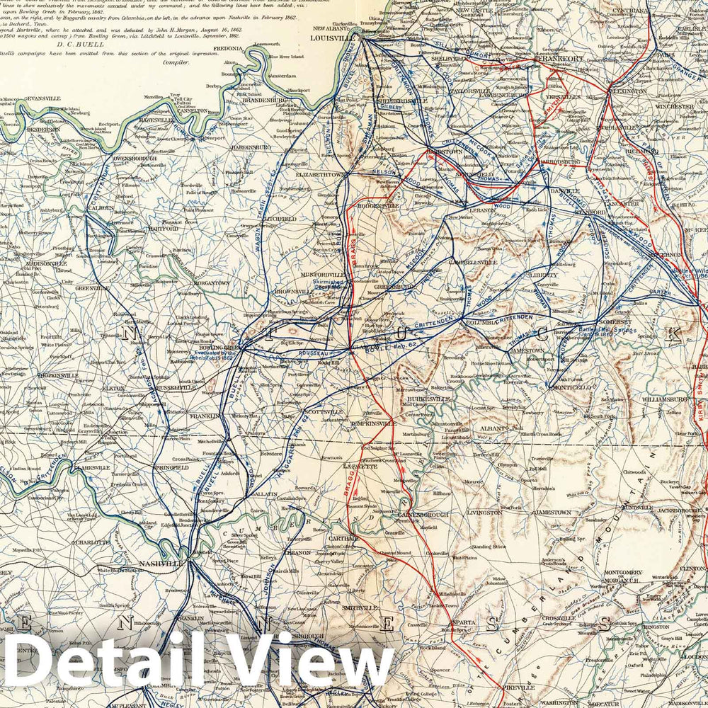 Historic Map : Military Atlas - 1895 Army of The Cumberland. - Vintage Wall Art