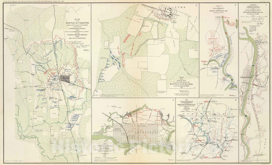 Historic Map : Military Atlas - 1895 Battle of Corinth; Iuka; Bayou Fourche; Fredericksburg; Wilmington. - Vintage Wall Art