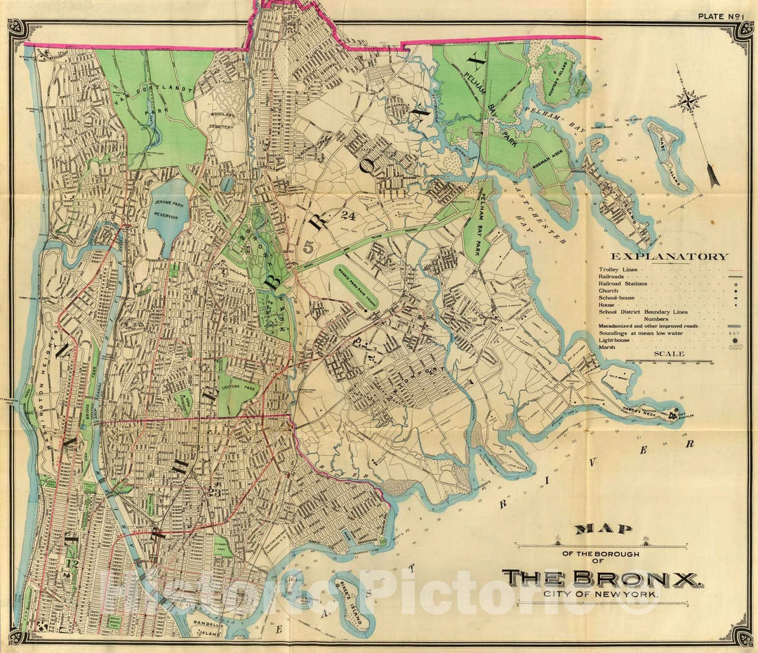 Historic Map : 1900 1 Bronx. - Vintage Wall Art