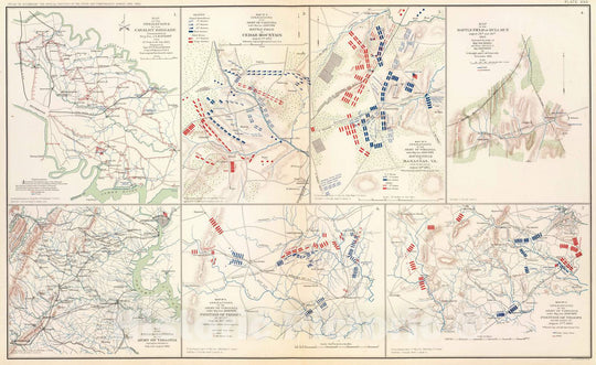 Historic Map : Military Atlas - 1895 Cav. Brigade, Cedar MTN, Manassas, Bull Run, Army of Va. - Vintage Wall Art